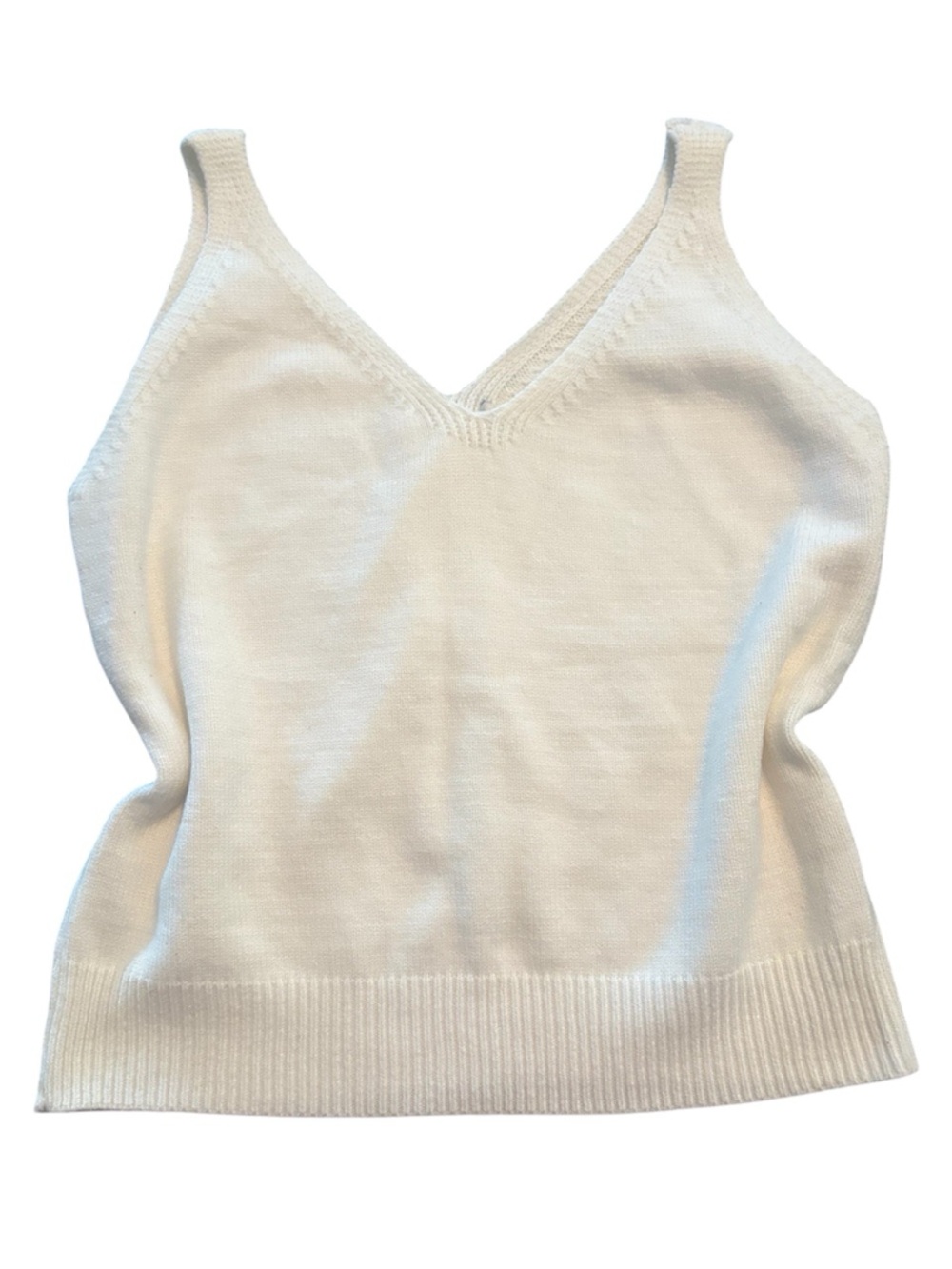 Women's white V-Neck Knit Tank Top